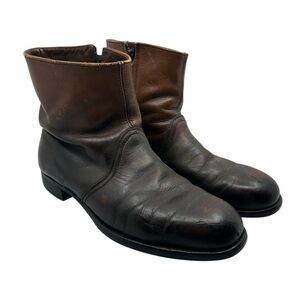 Cat's Paw Men's 8 E Brown Leather Ankle Boots Western Biker Moto Vintage 70s 80s